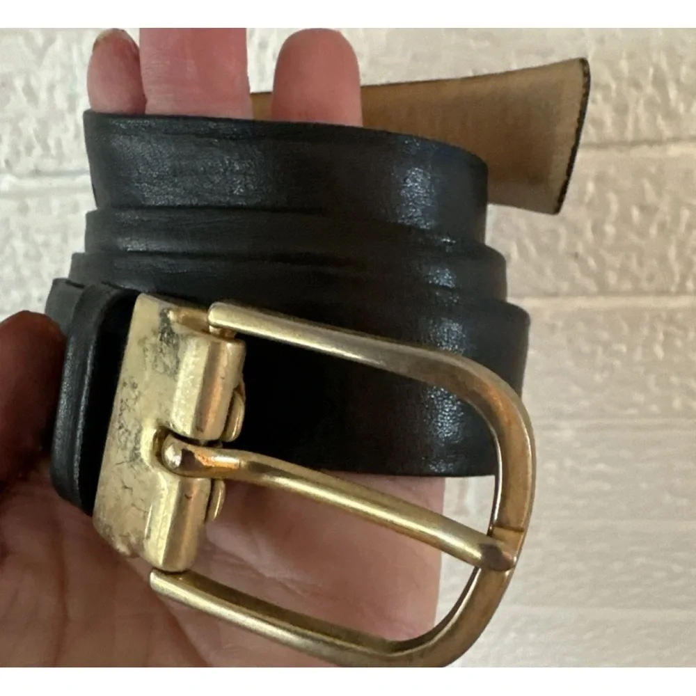 Buxton HARNESS Leather Belt 34 VINTAGE. BLACK